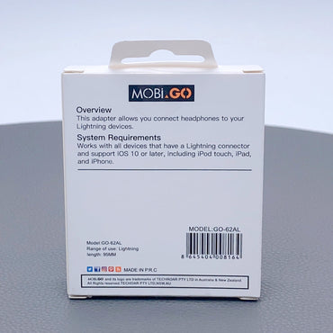 Mobigo 12cm lightning to 3.5mm Aux headphone jack adapter GO62AL