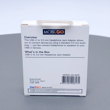 Mobigo 12cm Type-C to 3.5mm Aux headphone jack adapter GO62AT