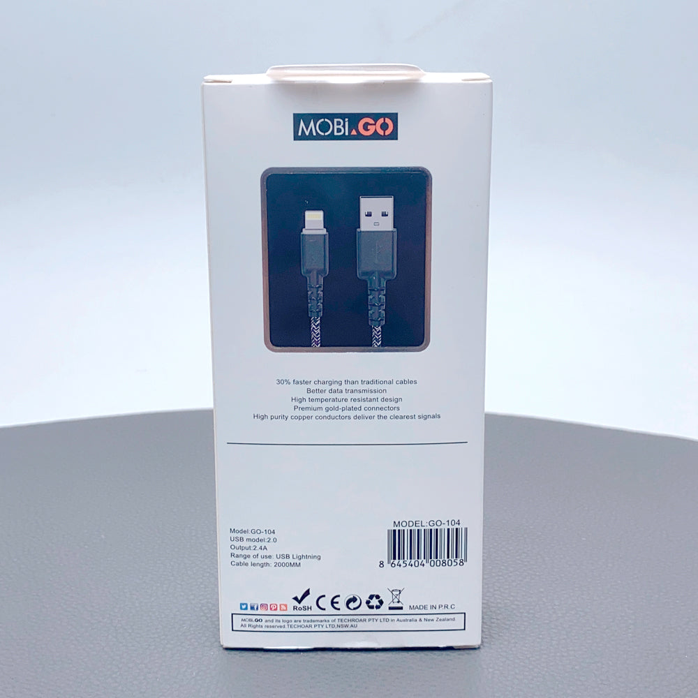 Mobigo 2m nylon fast lightning cable GO104