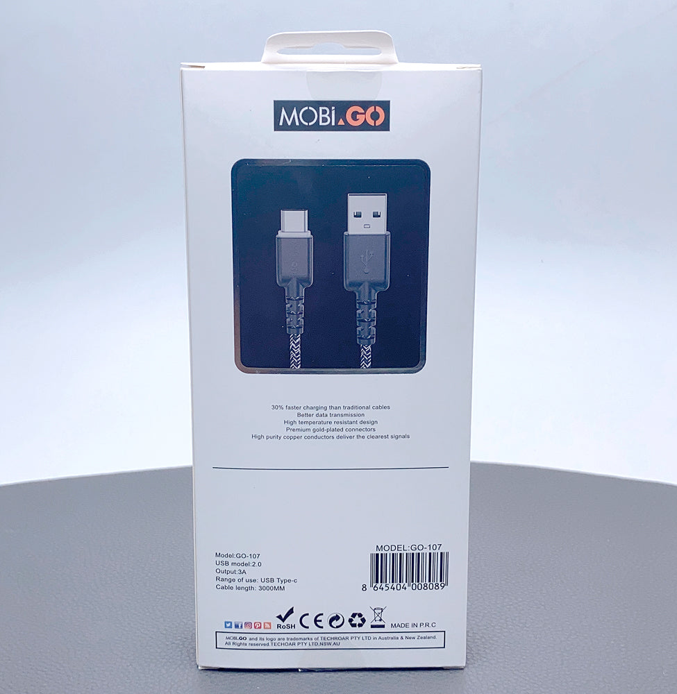 Mobigo 3m nylon Type-C cable GO107