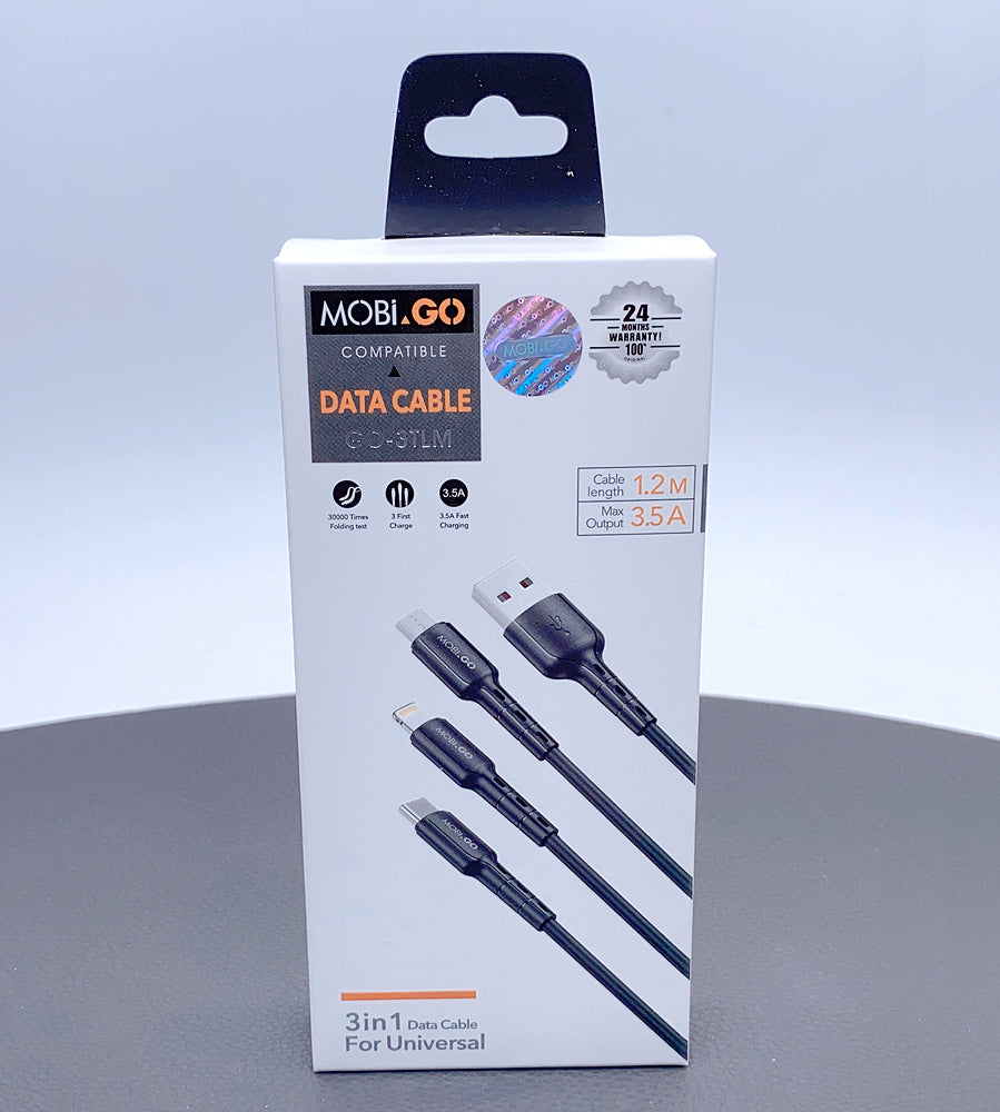 Mobigo 1.2m 3 in 1 cable GO3TLM