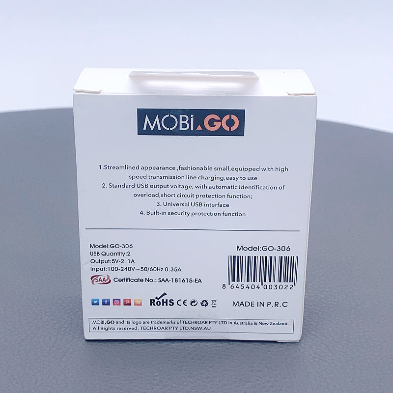 Mobigo 2.1A fast wall charger GO306