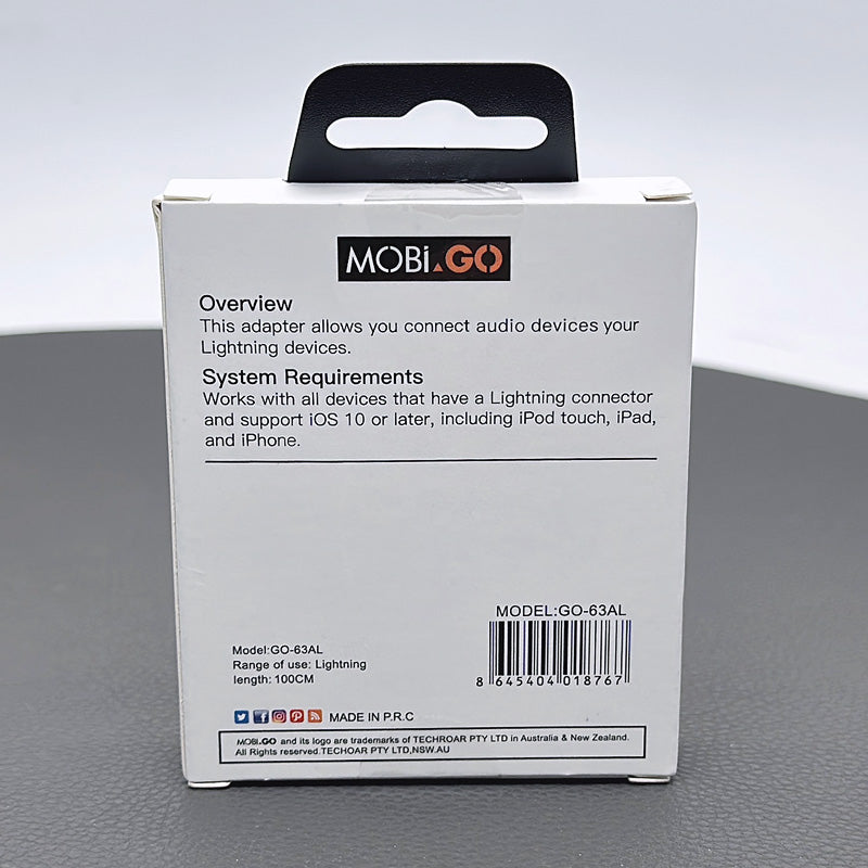 Mobigo 1m lightning to 3.5mm adapter GO63AL