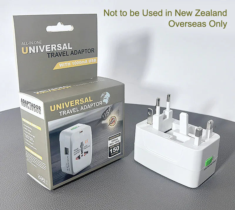 All in one universal travel adaptor with 1000 ma usb(grey box)