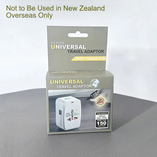 All in one universal travel adaptor with 1000 ma usb(grey box)