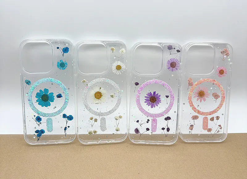iPhone 15 Pro 6.1 Kinglink Real Flower Blossom MagSafe case
