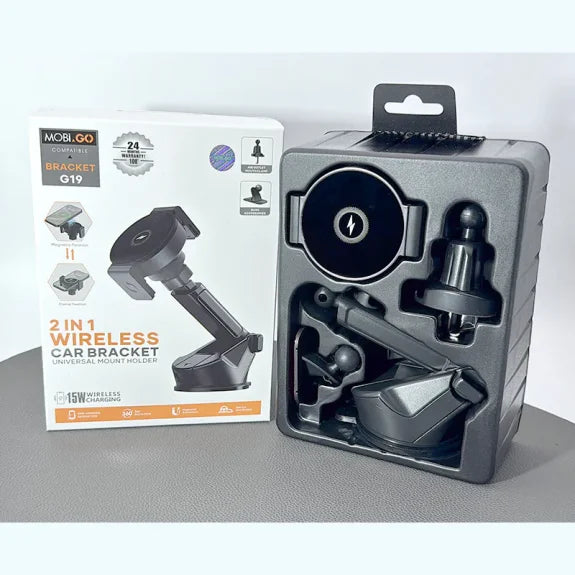 Mobigo 2 in 1 Wireless Car Bracket Holder G19