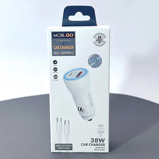 Mobigo PD 38W car charger with Type-C to Type-C cable GO200PDC