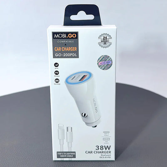 Mobigo PD 38W car charger with Type-C to Lightning cable GO200PDL