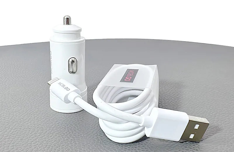 Mobigo dual USB fast car charger with lightning cable GO221L