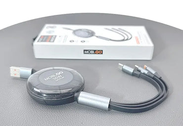 Mobigo 1m 6A 3 in 1 Retractable Charging Cable GO2TLM