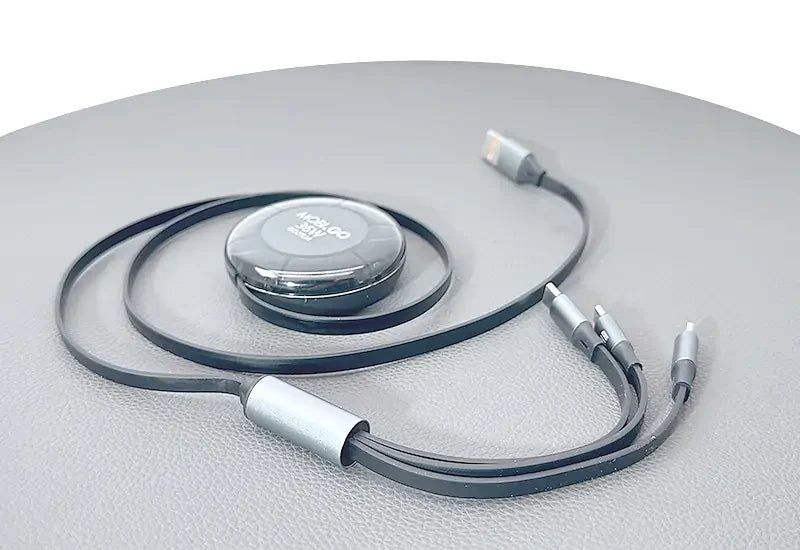 Mobigo 1m 6A 3 in 1 Retractable Charging Cable GO2TLM