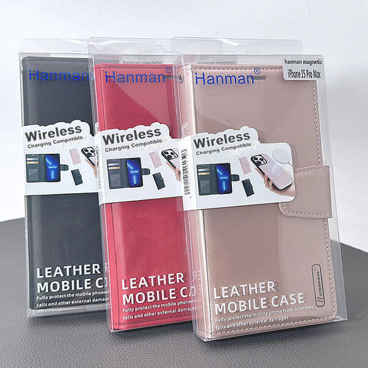iPhone 15 Pro 6.1 Hanman 2 in 1 detachable magnetic wallet case