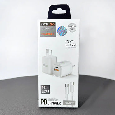 Mobigo PD 20W Wall Charger with Type-C to Type-C cable TCS2081ACCC