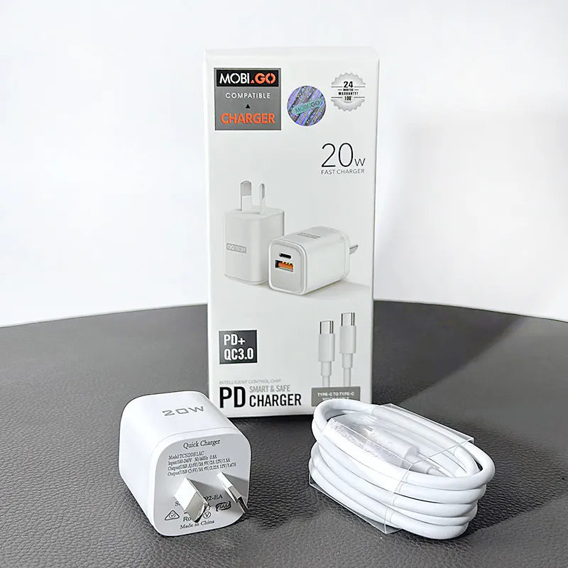 Mobigo PD 20W Wall Charger with Type-C to Type-C cable TCS2081ACCC