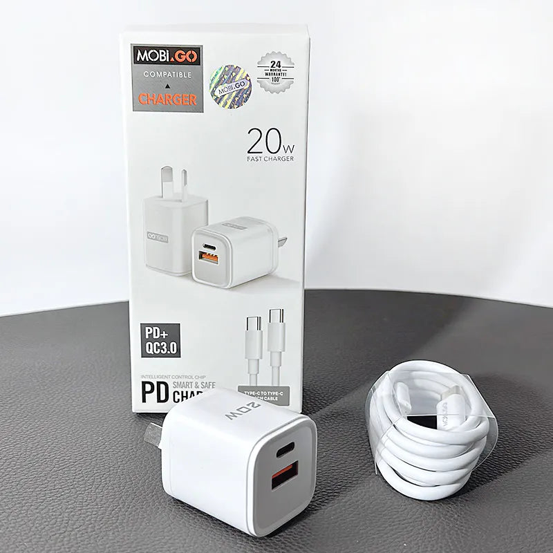 Mobigo PD 20W Wall Charger with Type-C to Type-C cable TCS2081ACCC