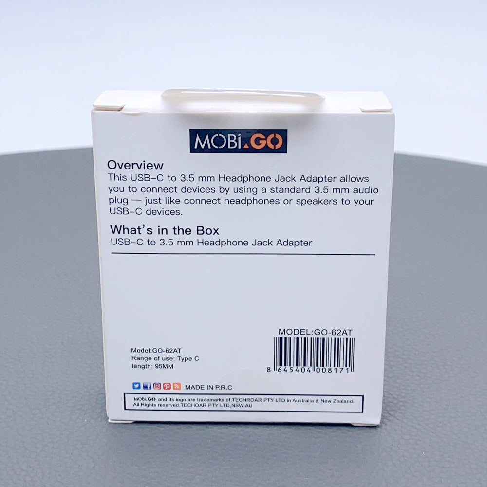 Mobigo 12cm Type-C to 3.5mm Aux headphone jack adapter GO62AT