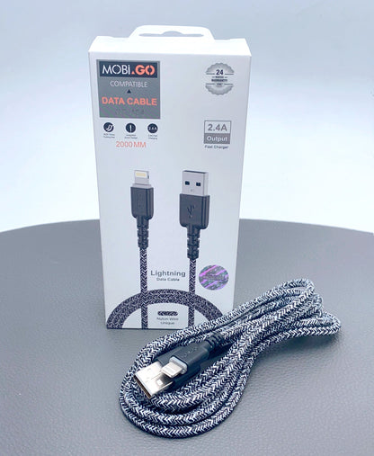 Mobigo 2m nylon fast lightning cable GO104