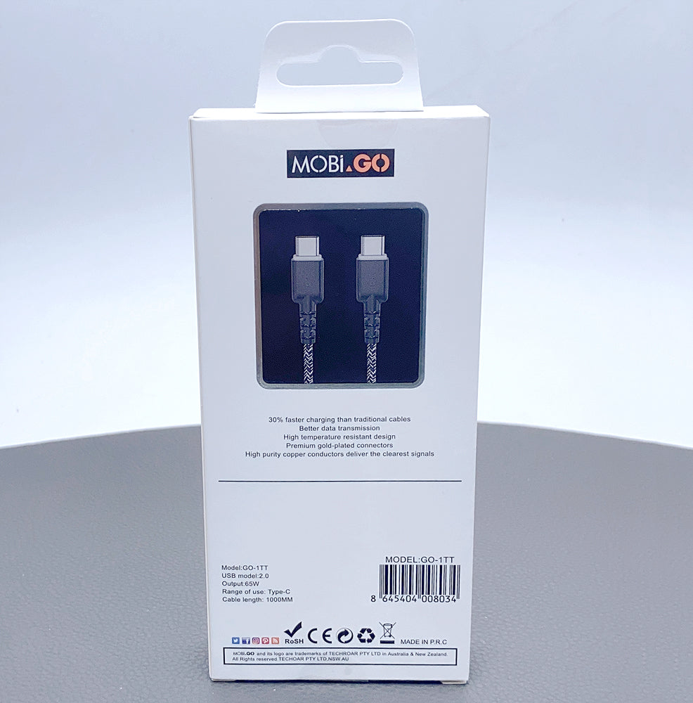 Mobigo 1m PD 65W Type-C to Type-C cable GO1TT