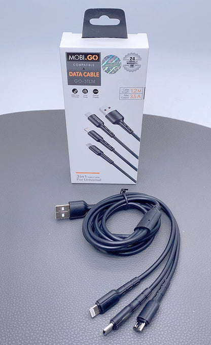 Mobigo 1.2m 3 in 1 cable GO3TLM