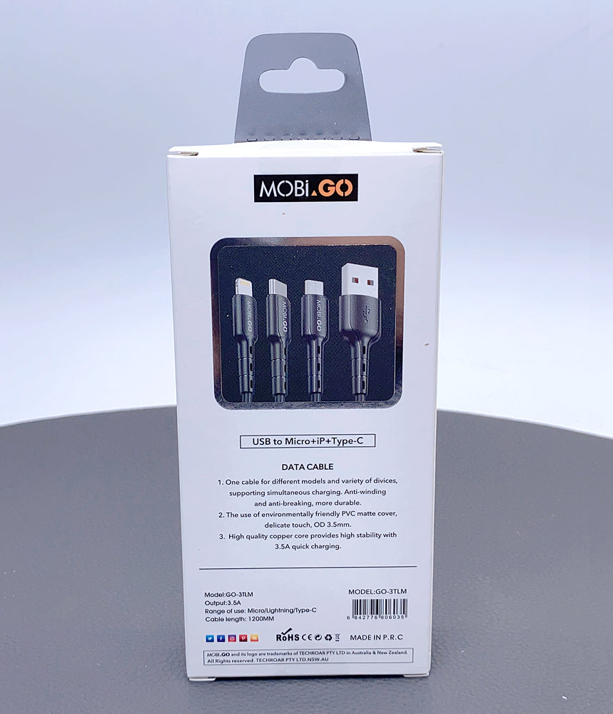 Mobigo 1.2m 3 in 1 cable GO3TLM