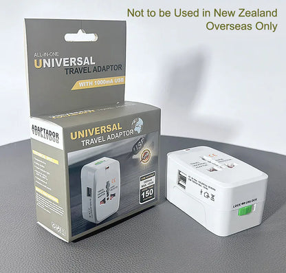 All in one universal travel adaptor with 1000 ma usb(grey box)