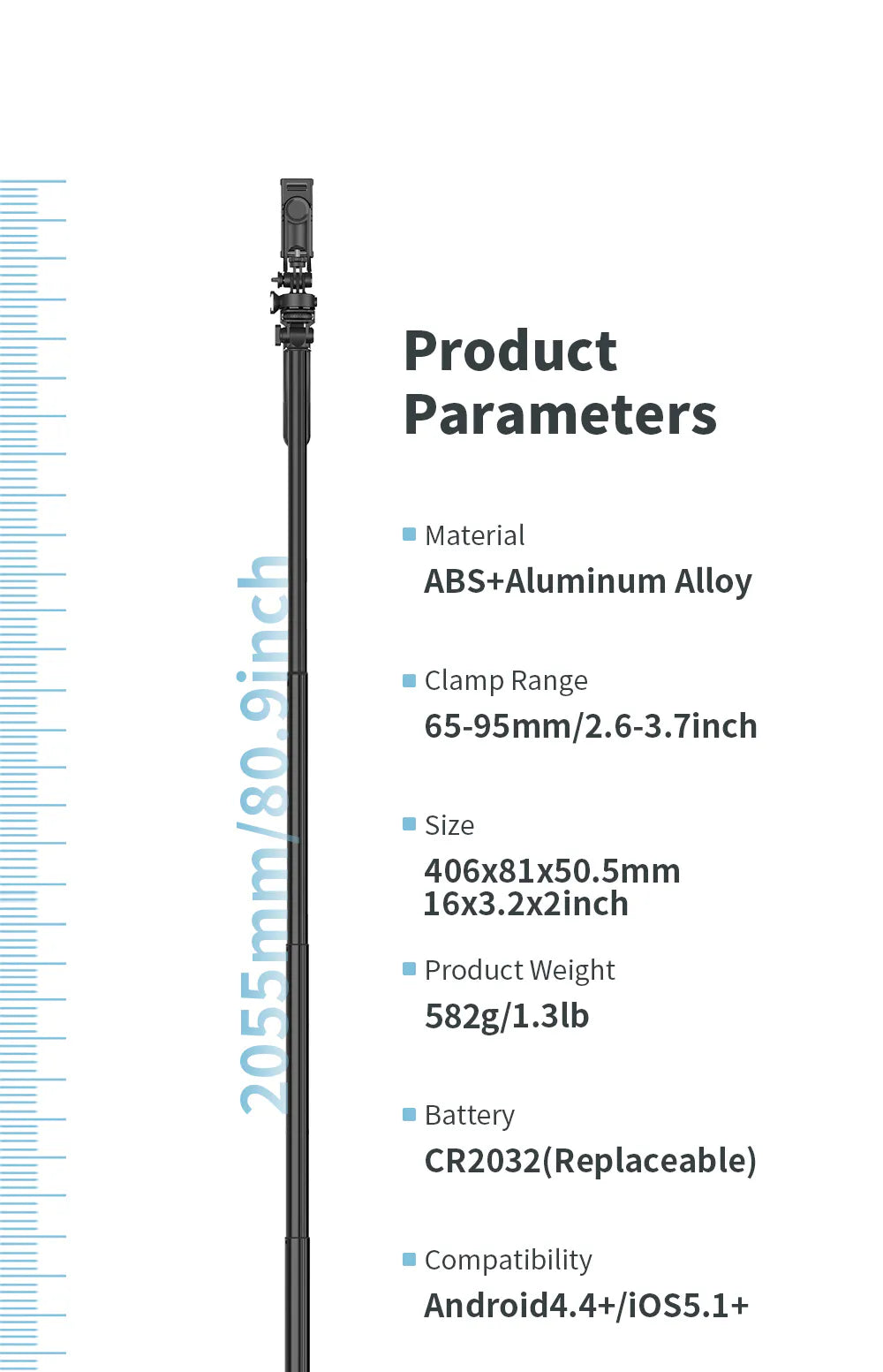 LONG 2m Stable Selfie Stick Tripod C05