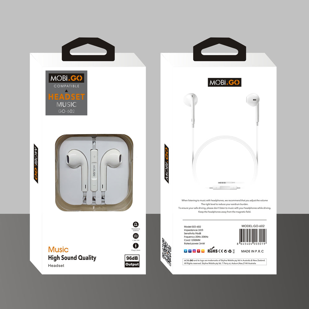 Mobigo 3.5mm Aux headset earphone GO602