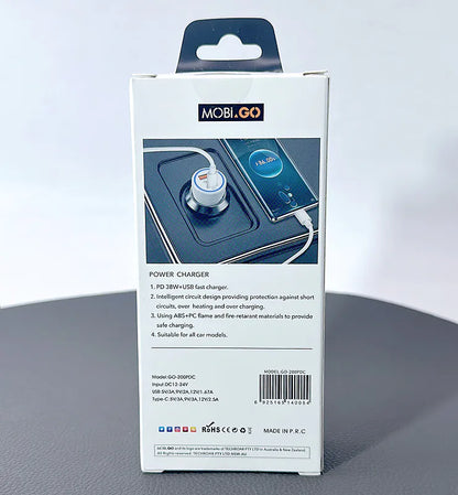 Mobigo PD 38W car charger with Type-C to Type-C cable GO200PDC