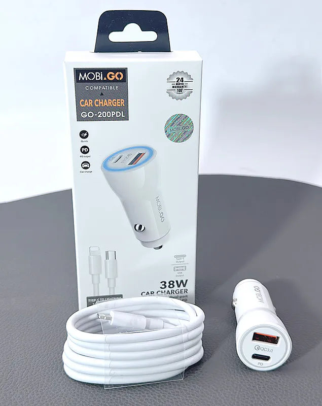 Mobigo PD 38W car charger with Type-C to Lightning cable GO200PDL