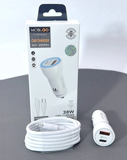 Mobigo PD 38W car charger with Type-C to Lightning cable GO200PDL