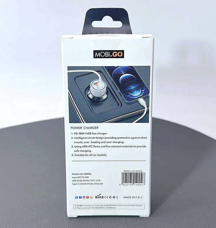 Mobigo PD 38W car charger with Type-C to Lightning cable GO200PDL