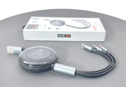 Mobigo 1m 6A 3 in 1 Retractable Charging Cable GO2TLM