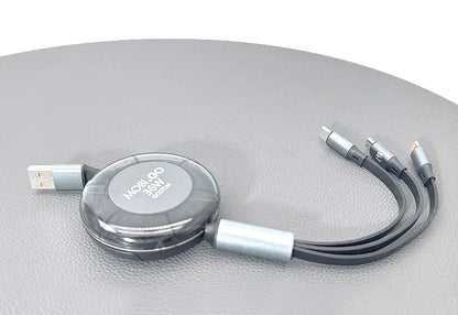 Mobigo 1m 6A 3 in 1 Retractable Charging Cable GO2TLM