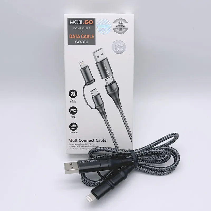 Mobigo 1m PD 60W 4 in 1 MultiConnect Cable GO3TU