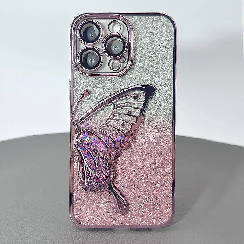 iPhone 16 plus 6.7 Kinglink Glitter Sandy Butterfly case