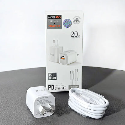 Mobigo PD 20W Wall Charger with Type-C to Type-C cable TCS2081ACCC