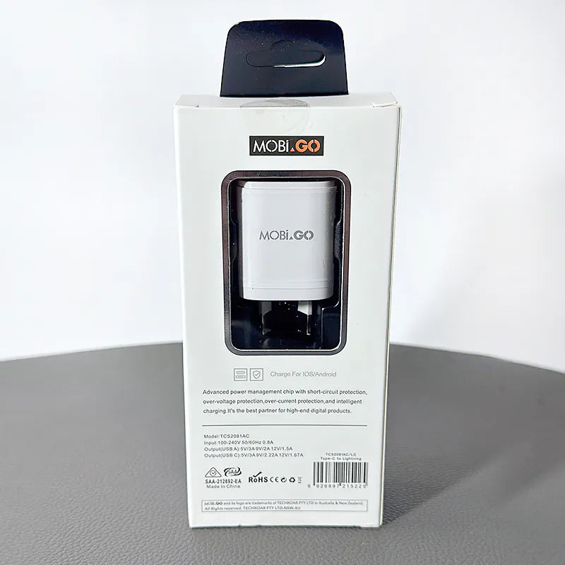 Mobigo PD 20W Wall Charger with Type-C to lightning cable TCS2081ACLC